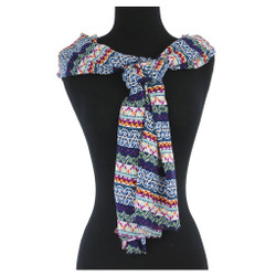 Unique Exotic Print Scarf with Short Fringe