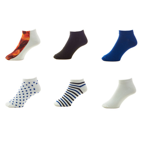 Edible Anklets Womens Printed Socks Set of 6