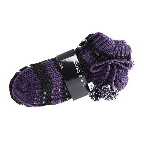 Snowy Cabin Knit Socks with Pom Poms Set of 2