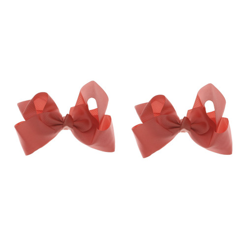 Coral Grosgrain Hair Bows with XL Alligator Clip Set of 2