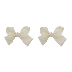 Ivory Grosgrain Hair Bows with XL Alligator Clip Set of 2