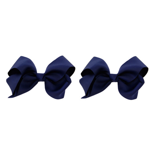 Navy Blue Grosgrain Hair Bows with XL Alligator Clip Set of 2