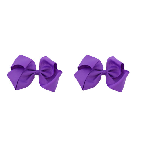 Purple Grosgrain Hair Bows with XL Alligator Clip Set of 2