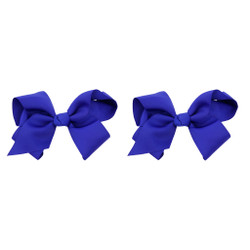 Royal Blue Grosgrain Hair Bows with XL Alligator Clip Set of 2