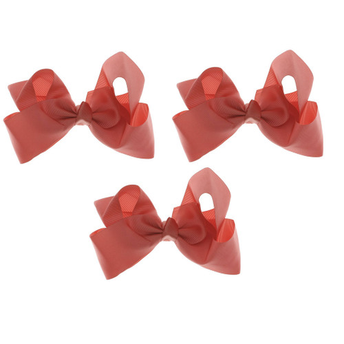 Coral Grosgrain Hair Bows with XL Alligator Clip Set of 3