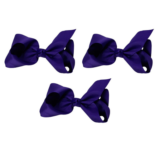 Dark Purple Grosgrain Hair Bows with XL Alligator Clip Set of 3