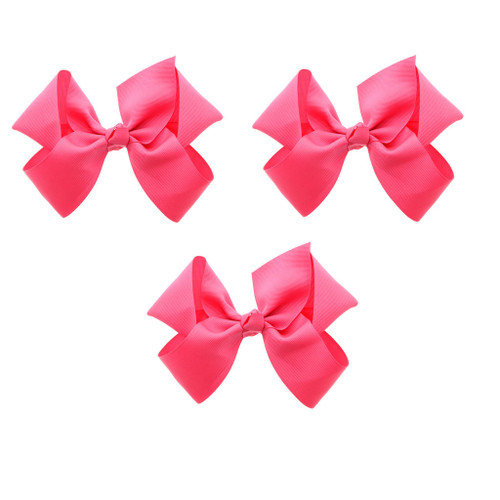 Neon Pink Grosgrain Hair Bows with XL Alligator Clip Set of 3