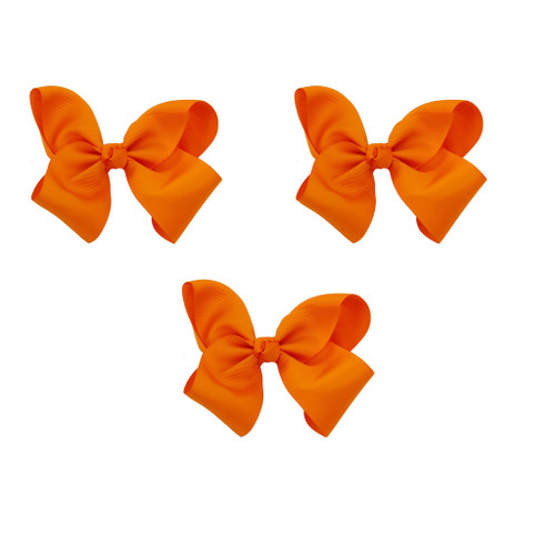 Orange Grosgrain Hair Bows with XL Alligator Clip Set of 3