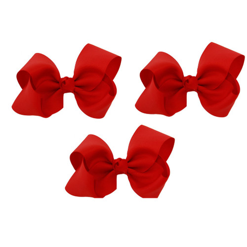 Red Grosgrain Hair Bows with XL Alligator Clip Set of 3