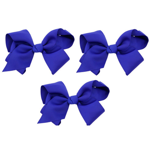 Royal Blue Grosgrain Hair Bows with XL Alligator Clip Set of 3
