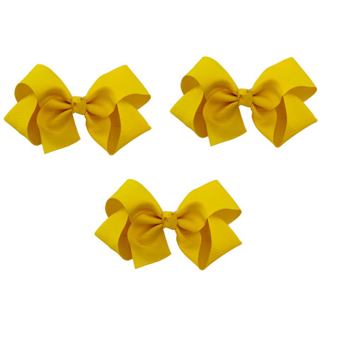 Yellow Grosgrain Hair Bows with XL Alligator Clip Set of 3