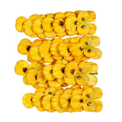 Dainty Size Handmade Yellow Pansies Set of 24