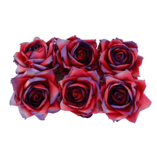 Large Handmade Roses in Red/Purple Comes in a Set of Six
