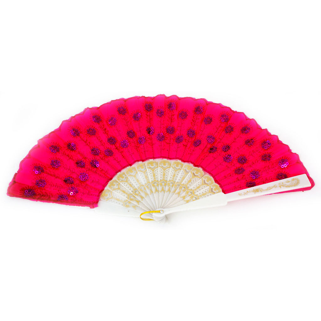 Hollywood Glamor Hand Fan with Sequins in Many Colors