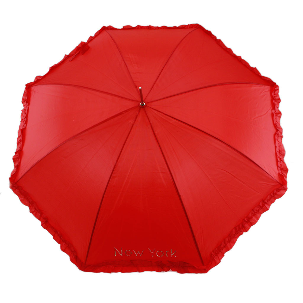 New York Rhinestone Ruffle Parasol Umbrella Full Size in Many Colors