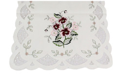 Spring Spice Embroidered Table Runner, Scalloped Edge, 16 x 45 Inches