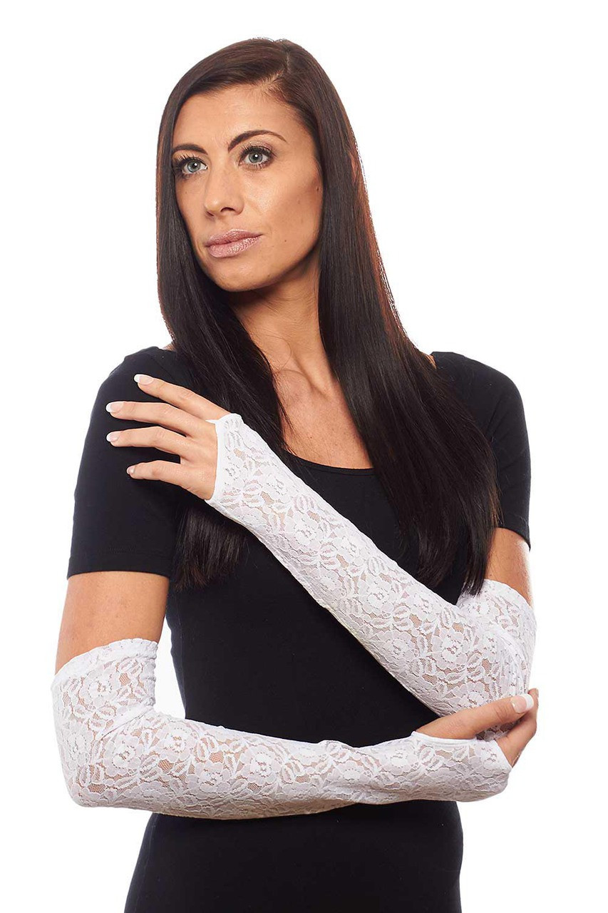 Shoulder length lace gloves best sale