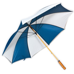 Golf Umbrella in Navy Blue & White Colors with Wooden Shaft