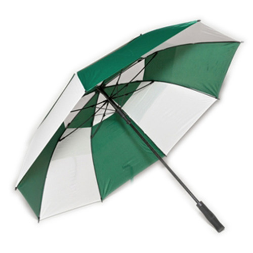 Professional Fiberglass Golf Umbrellas in Forest Green & White Colors