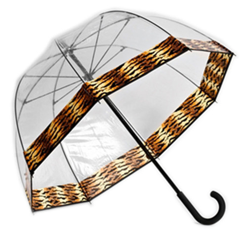 Couture Fiberglass Frame Bubble Umbrella with Tiger Trim