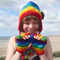 Cute Girl Wearing a Rainbow Hat