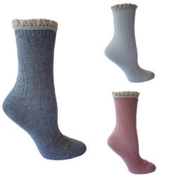 Vintage Style Cable Knit Crew Socks for Ladies 3 pack 