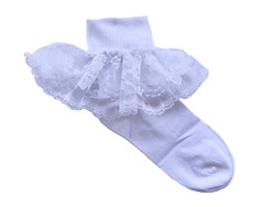 Gorgeous Girls White Ruffle with Lace Socks Shoe size is 13-4