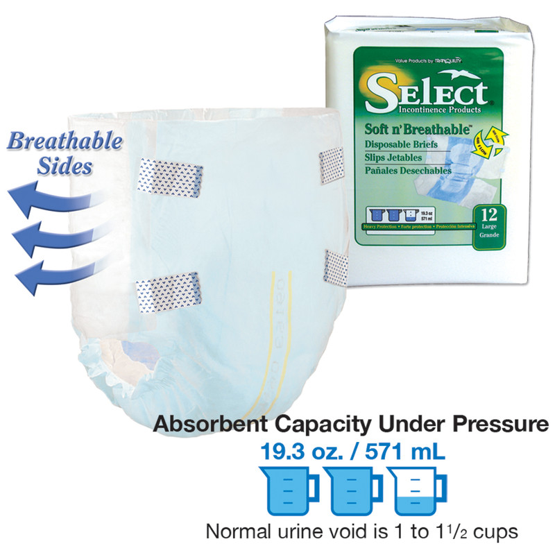 Select Soft N Breathable Briefs Adult Diapers Tranquility Diaper Disposable Medical Express