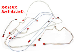 356C Steel Brake Line Kit,W/Caliper Pipes, 10 Piece Kit,356C '64-'65