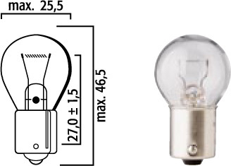 Light Bulb 12 Volt-15Watt, Single, German Made - 356 Devotion