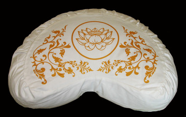 Boon Decor Crescent Meditation Cushion Zafu 100percent Cotton Lotus Enlightenment - Gold White