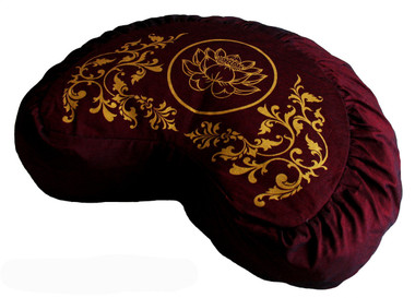 Boon Decor Crescent Zafu Pillow Meditation Cushion Lotus Enlightenment Burgundy