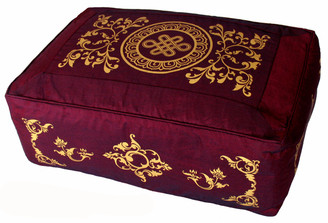 Boon Decor Meditation Cushion High Seat Buckwheat Kapok Fill Eternal Knot Burgundy 8 h