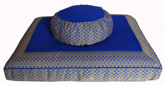 Boon Decor Meditation Cushion Zafu and Zabuton Set - Silk Jewel Brocade - Royal Blue