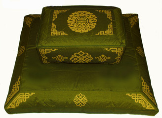 Boon Decor Meditation Cushion Set Rectangular Zafu and Zabuton - Olive Green - SEE SYMBOLS