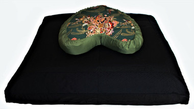 Boon Decor Meditation Cushion Set Crescent Zafu and Zabuton Japanese Silk Green