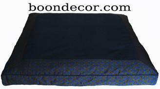 Boon Decor Zabuton Meditation Floor Cushion - Dark Blue Global Ikat Print 34x30x6