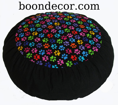 Boon Decor Meditation Cushion Buckwheat Zafu Pillow - Rare Find Fabric Paws Print
