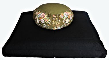 Boon Decor Meditation Cushion Set Buckwheat Japanese Silk Zafu - Peony