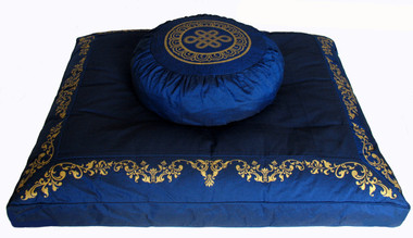 Boon Decor Meditation Cushion Set Buckwheat Zafu and Zabuton - Blue - SEE SYMBOL CHOICES