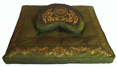 Boon Decor Meditation Cushion Set Buckwheat Zafu and Zabuton - Olive Green - SEE SYMBOLS