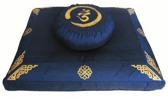 Boon Decor Meditation Cushion Set Crescent Zafu and Zabuton - Zen Circle on Olive Green