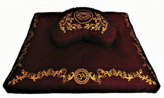Boon Decor Meditation Cushion Set Crescent Zafu and Zabuton Lotus Enlightenment Burgundy