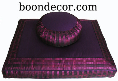 Boon Decor Meditation Cushion Set - Zafu and Zabuton - Global Weave - Purple