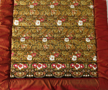 Boon Decor Meditation Roll Up Floor Mat w/Carry Handle - Quilted Cotton Print - Red-brown/Gold