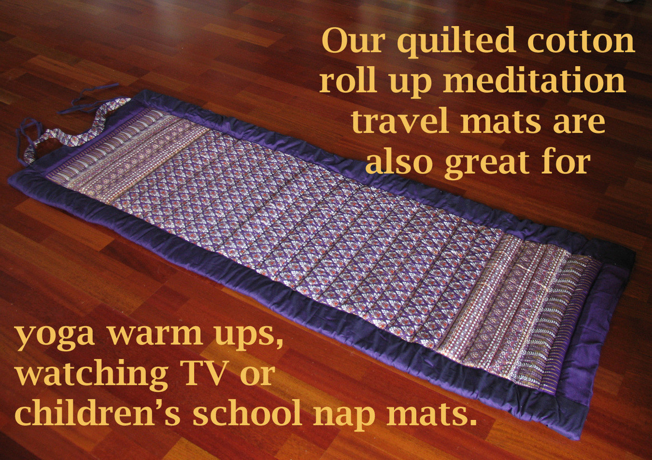 Meditation Roll Up Floor Mat w/Carry Handle - Quilted Cotton