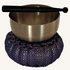Boon Decor Singing Bowl Set - Spun Brass Rin Gong 4.2 dia Hand Stitched Cushion SEE COLORS