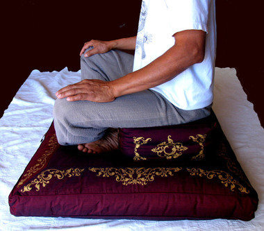 Boon Decor Zabuton Meditation Floor Cushion - Sacred Symbols Meditation Posture