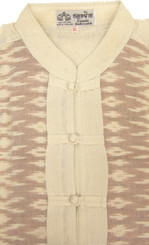 Boon Decor Meditation Cotton Shirts - Hand Loomed Meditation Shirt - Natural w/Brown