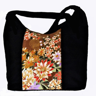 Boon Decor Handbag Japanese Silk Kimono Print Fabric Peony and Sakura One of a Kind
